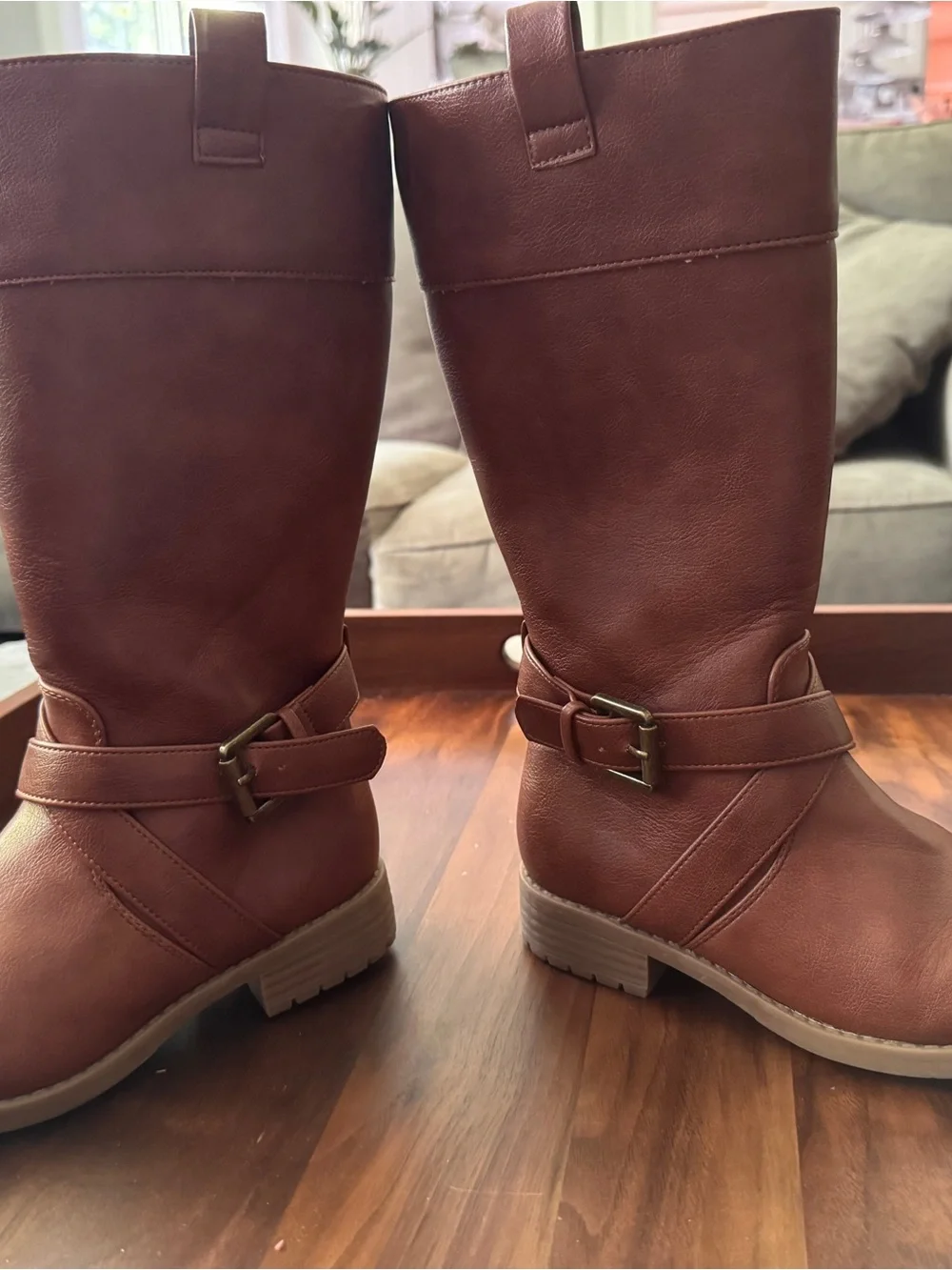 Kohl's Girls Tall Lace-Style Buckle Boots in Chestnut